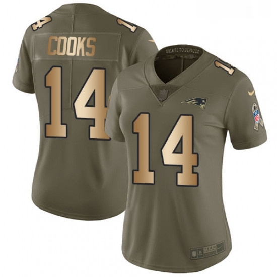 Womens Nike New England Patriots 14 Brandin Cooks Limited OliveGold 2017 Salute to Service NFL Jersey Womens Nike New England Patriots 14 Brandin Cooks Limited OliveGold 2017 Salute to Service NFL Jersey