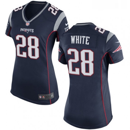 Womens Nike New England Patriots 28 James White Game Navy Blue Team Color NFL Jersey Womens Nike New England Patriots 28 James White Game Navy Blue Team Color NFL Jersey