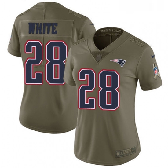 Womens Nike New England Patriots 28 James White Limited Olive 2017 Salute to Service NFL Jersey Womens Nike New England Patriots 28 James White Limited Olive 2017 Salute to Service NFL Jersey