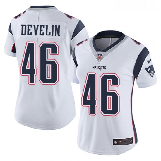 Womens Nike New England Patriots 46 James Develin White Vapor Untouchable Limited Player NFL Jersey Womens Nike New England Patriots 46 James Develin White Vapor Untouchable Limited Player NFL Jersey