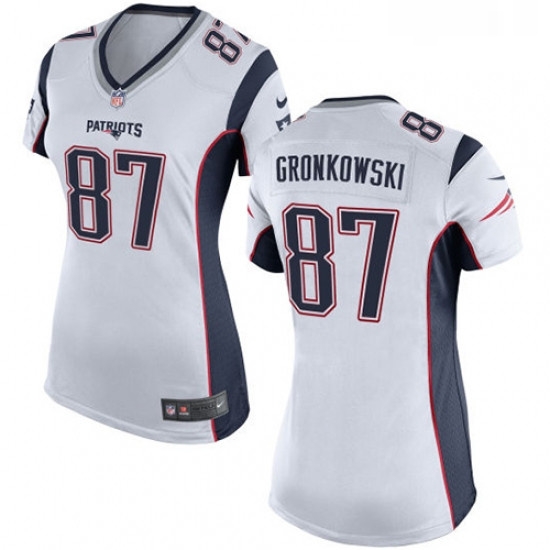Womens Nike New England Patriots 87 Rob Gronkowski Game White NFL Jersey Womens Nike New England Patriots 87 Rob Gronkowski Game White NFL Jersey