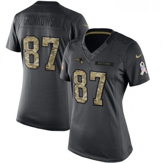 Womens Nike New England Patriots 87 Rob Gronkowski Limited Black 2016 Salute to Service NFL Jersey Womens Nike New England Patriots 87 Rob Gronkowski Limited Black 2016 Salute to Service NFL Jersey