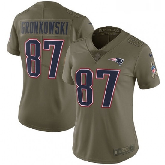 Womens Nike New England Patriots 87 Rob Gronkowski Limited Olive 2017 Salute to Service NFL Jersey Womens Nike New England Patriots 87 Rob Gronkowski Limited Olive 2017 Salute to Service NFL Jersey