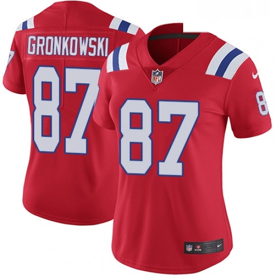 Womens Nike New England Patriots 87 Rob Gronkowski Red Alternate Vapor Untouchable Limited Player NFL Jersey Womens Nike New England Patriots 87 Rob Gronkowski Red Alternate Vapor Untouchable Limited Player NFL Jersey