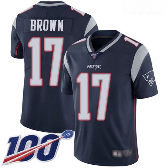 Patriots #17 Antonio Brown Navy Blue Team Color Youth Stitched Football 100th Season Vapor Limited Jersey Patriots #17 Antonio Brown Navy Blue Team Color Youth Stitched Football 100th Season Vapor Limited Jersey