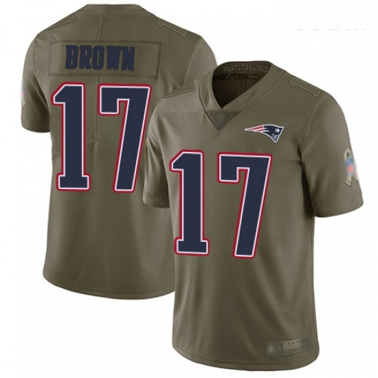 Patriots #17 Antonio Brown Olive Youth Stitched Football Limited 2017 Salute to Service Jersey Patriots #17 Antonio Brown Olive Youth Stitched Football Limited 2017 Salute to Service Jersey