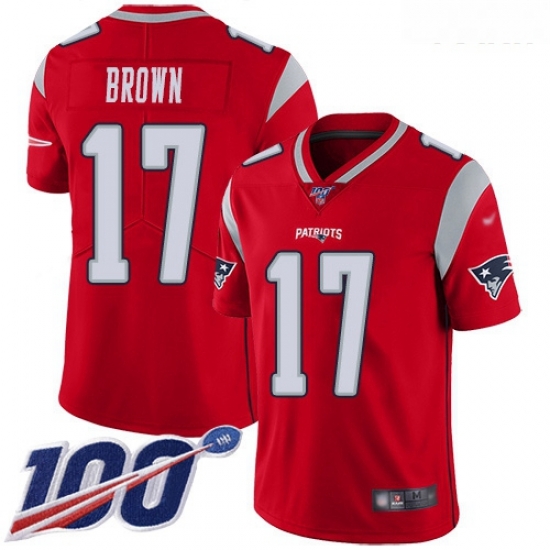 Patriots #17 Antonio Brown Red Youth Stitched Football Limited Inverted Legend 100th Season Jersey Patriots #17 Antonio Brown Red Youth Stitched Football Limited Inverted Legend 100th Season Jersey