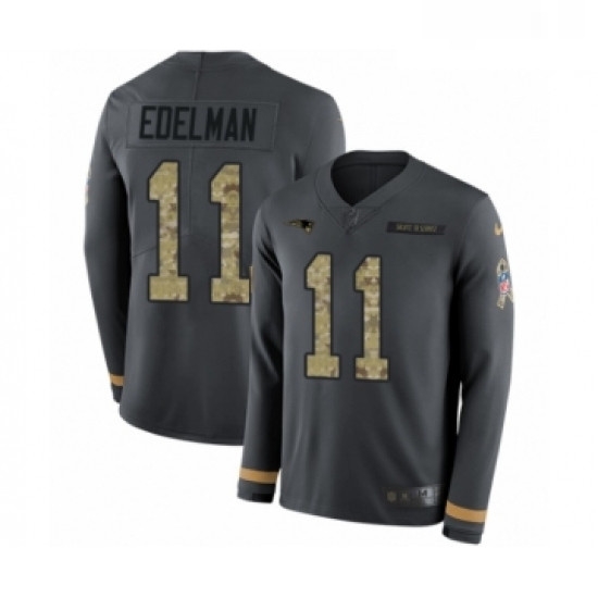 Youth Nike New England Patriots 11 Julian Edelman Limited Black Salute to Service Therma Long Sleeve NFL Jersey Youth Nike New England Patriots 11 Julian Edelman Limited Black Salute to Service Therma Long Sleeve NFL Jersey
