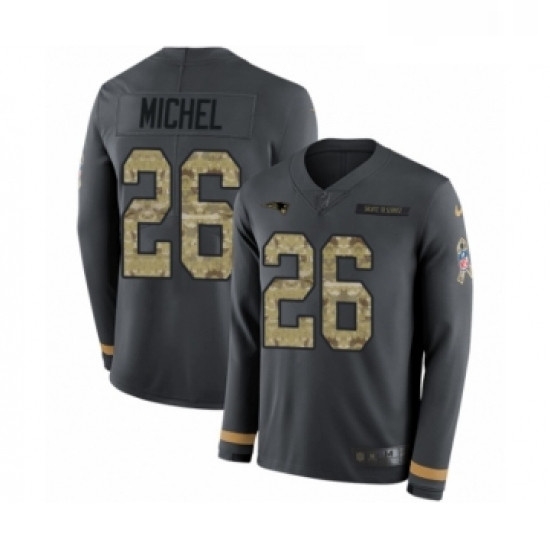 Youth Nike New England Patriots 26 Sony Michel Limited Black Salute to Service Therma Long Sleeve NFL Jersey Youth Nike New England Patriots 26 Sony Michel Limited Black Salute to Service Therma Long Sleeve NFL Jersey