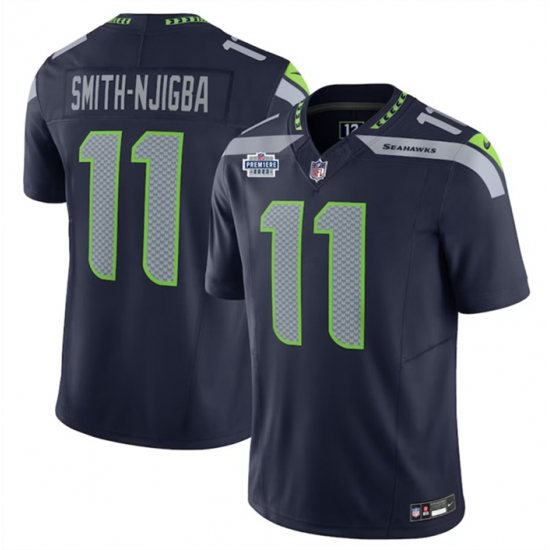 Men Seattle Seahawks 11 Jaxon Smith Njigba Navy 2023 F U S E With Prem1ere Patch 90th Anniversary Vapor Untouchable Limited Stitched Football Jersey Men Seattle Seahawks 11 Jaxon Smith Njigba Navy 2023 F U S E With Prem1ere Patch 90th Anniversary Vapor Untouchable Limited Stitched Football Jersey