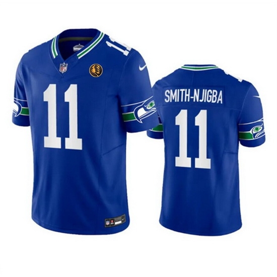 Men Seattle Seahawks 11 Jaxon Smith Njigba Royal 2023 F U S E Throwback With John Madden Patch Vapor Limited Stitched Football Jersey Men Seattle Seahawks 11 Jaxon Smith Njigba Royal 2023 F U S E Throwback With John Madden Patch Vapor Limited Stitched Football Jersey