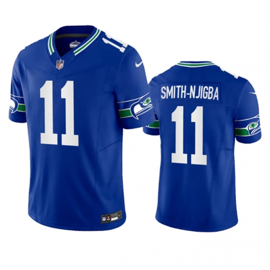 Men Seattle Seahawks 11 Jaxon Smith Njigba Royal 2023 F U S E Vapor Limited Throwback Stitched Jersey Men Seattle Seahawks 11 Jaxon Smith Njigba Royal 2023 F U S E Vapor Limited Throwback Stitched Jersey