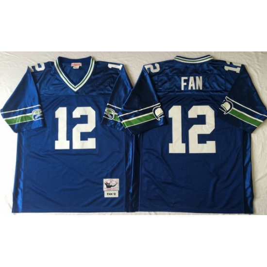 Men Seattle Seahawks 12 Fan Blue M&N Throwback Jersey Men Seattle Seahawks 12 Fan Blue M&N Throwback Jersey