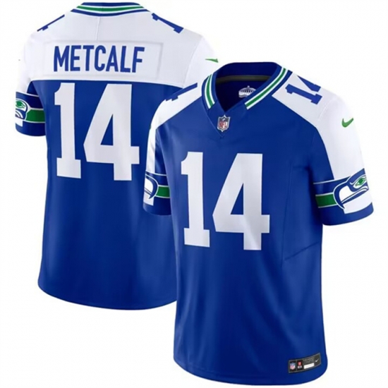 Men Seattle Seahawks 14 D K Metcalf Royal 2023 F U S E Throwback Vapor Limited Stitched Football Jersey Men Seattle Seahawks 14 D K Metcalf Royal 2023 F U S E Throwback Vapor Limited Stitched Football Jersey