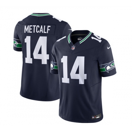 Men Seattle Seahawks 14 DK Metcalf 2023 F U S E Navy Limited Stitched Football Jersey Men Seattle Seahawks 14 DK Metcalf 2023 F U S E Navy Limited Stitched Football Jersey