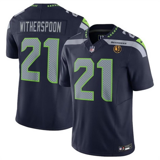 Men Seattle Seahawks 21 Devon Witherspoon Navy 2023 F U S E With John Madden Patch Vapor Limited Stitched Football Jersey Men Seattle Seahawks 21 Devon Witherspoon Navy 2023 F U S E With John Madden Patch Vapor Limited Stitched Football Jersey