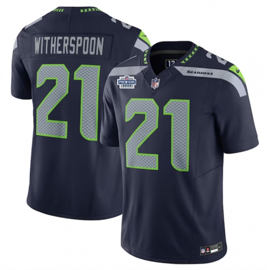 Men Seattle Seahawks 21 Devon Witherspoon Navy 2023 F U S E With Prem1ere Patch 90th Anniversary Vapor Untouchable Limited Stitched Football Jersey Men Seattle Seahawks 21 Devon Witherspoon Navy 2023 F U S E With Prem1ere Patch 90th Anniversary Vapor Untouchable Limited Stitched Football Jersey