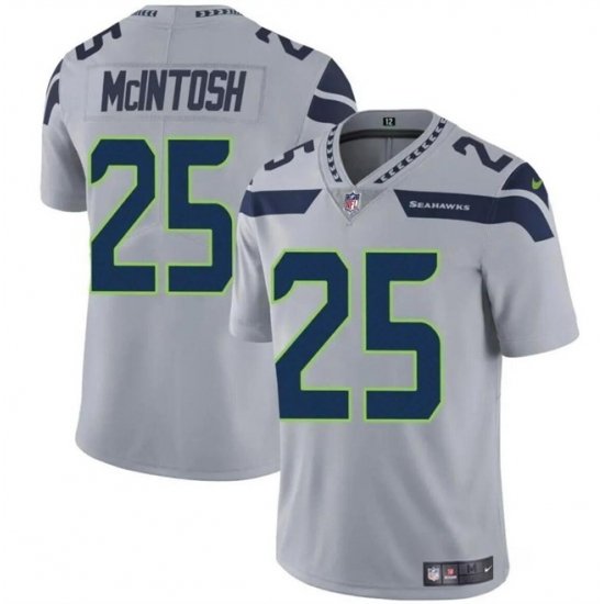 Men Seattle Seahawks 25 Kenny McIntosh Grey Vapor Limited Stitched Football Jersey