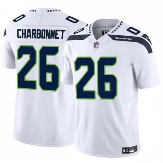 Men Seattle Seahawks 26 Zach Charbonnet White 2024 F U S E Vapor Limited Stitched Football Jersey Men Seattle Seahawks 26 Zach Charbonnet White 2024 F U S E Vapor Limited Stitched Football Jersey