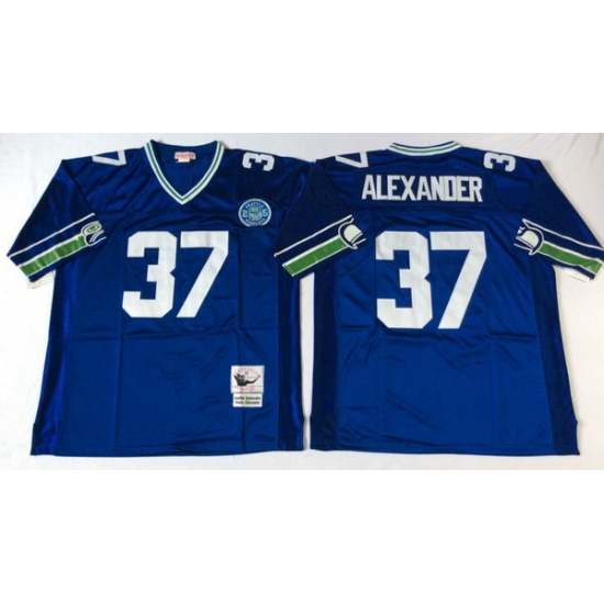 Men Seattle Seahawks 37 Shaun Alexander Blue M&N Throwback Jersey Men Seattle Seahawks 37 Shaun Alexander Blue M&N Throwback Jersey