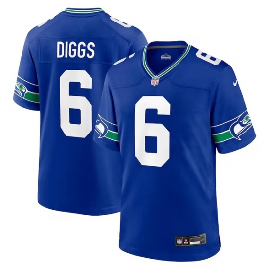 Men Seattle Seahawks 6 Quandre Diggs Royal Throwback Player Stitched Game Jersey Men Seattle Seahawks 6 Quandre Diggs Royal Throwback Player Stitched Game Jersey