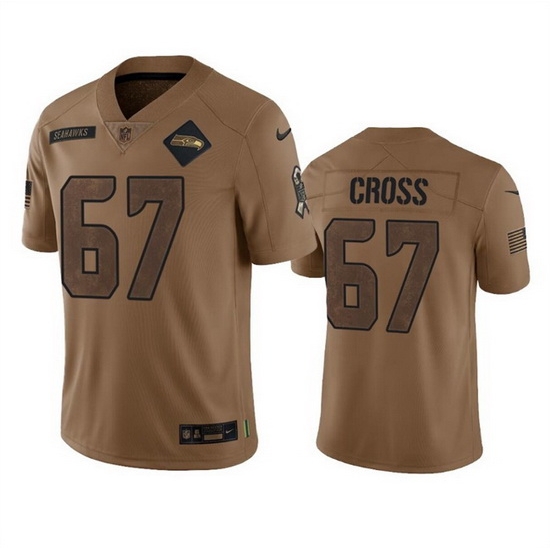 Men Seattle Seahawks 67 Charles Cross 2023 Brown Salute To Service Limited Stitched Football Jersey Men Seattle Seahawks 67 Charles Cross 2023 Brown Salute To Service Limited Stitched Football Jersey