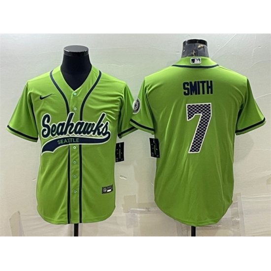 Men Seattle Seahawks 7 Geno Smith Green With Patch Cool Base Stitched Baseball Jersey Men Seattle Seahawks 7 Geno Smith Green With Patch Cool Base Stitched Baseball Jersey
