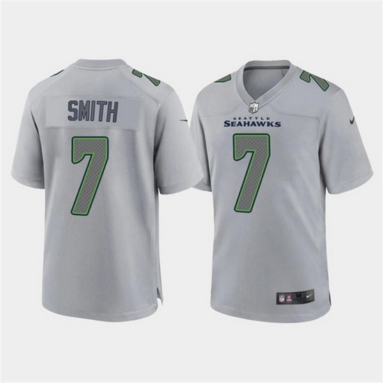Men Seattle Seahawks 7 Geno Smith Grey Atmosphere Fashion Stitched Game Jersey