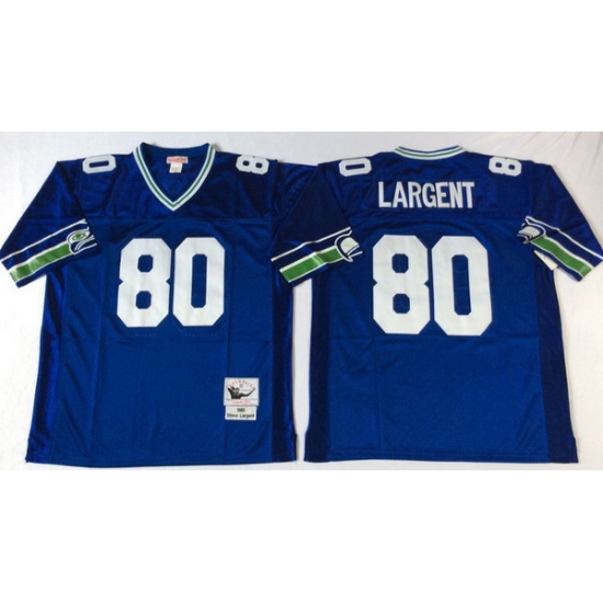 Men Seattle Seahawks 80 Steve Largent Blue M&N Throwback Jersey Men Seattle Seahawks 80 Steve Largent Blue M&N Throwback Jersey