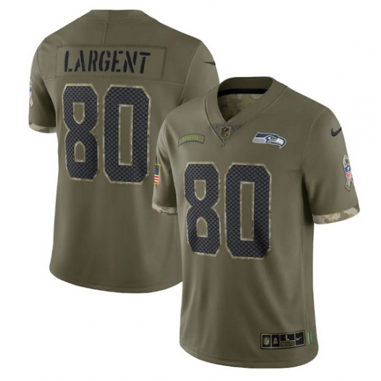 Men Seattle Seahawks 80 Steve Largent Olive 2022 Salute To Service Limited Stitched Jersey Men Seattle Seahawks 80 Steve Largent Olive 2022 Salute To Service Limited Stitched Jersey