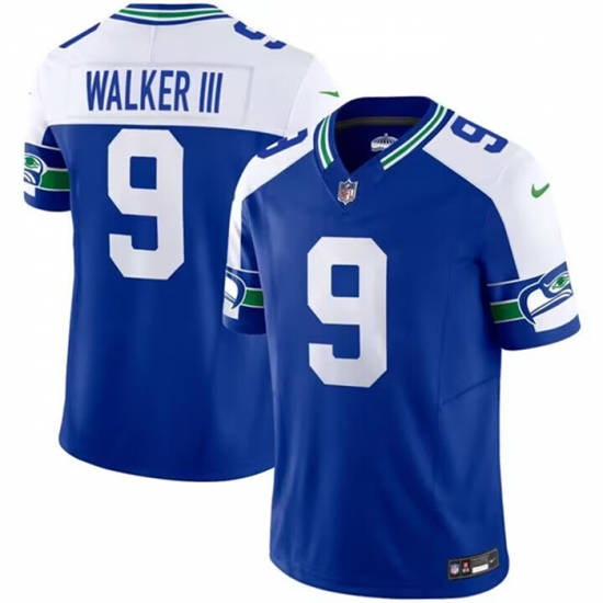Men Seattle Seahawks 9 Kenneth Walker III Royal 2023 F U S E Throwback Vapor Limited Stitched Football Jersey Men Seattle Seahawks 9 Kenneth Walker III Royal 2023 F U S E Throwback Vapor Limited Stitched Football Jersey