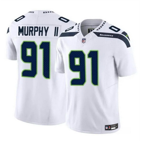 Men Seattle Seahawks 91 Byron Murphy II White 2024 Draft F U S E Vapor Limited Stitched Football Jersey Men Seattle Seahawks 91 Byron Murphy II White 2024 Draft F U S E Vapor Limited Stitched Football Jersey