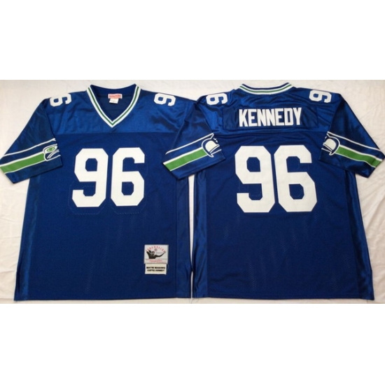 Men Seattle Seahawks 96 Cortez Kennedy Blue M&N Throwback Jersey Men Seattle Seahawks 96 Cortez Kennedy Blue M&N Throwback Jersey