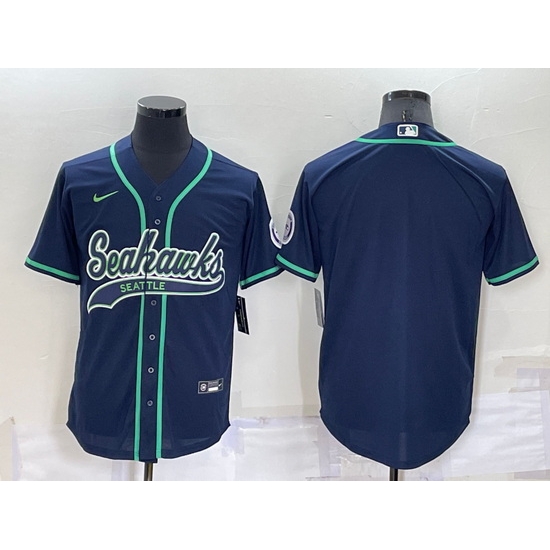 Men Seattle Seahawks Blank Navy Cool Base Stitched Baseball Jersey Men Seattle Seahawks Blank Navy Cool Base Stitched Baseball Jersey