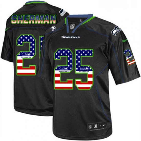 Mens Nike Seattle Seahawks 25 Richard Sherman Elite Black USA Flag Fashion NFL Jersey Mens Nike Seattle Seahawks 25 Richard Sherman Elite Black USA Flag Fashion NFL Jersey