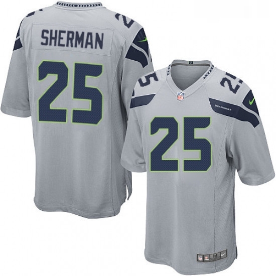 Mens Nike Seattle Seahawks 25 Richard Sherman Game Grey Alternate NFL Jersey Mens Nike Seattle Seahawks 25 Richard Sherman Game Grey Alternate NFL Jersey