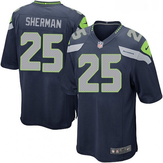 Mens Nike Seattle Seahawks 25 Richard Sherman Game Steel Blue Team Color NFL Jersey Mens Nike Seattle Seahawks 25 Richard Sherman Game Steel Blue Team Color NFL Jersey