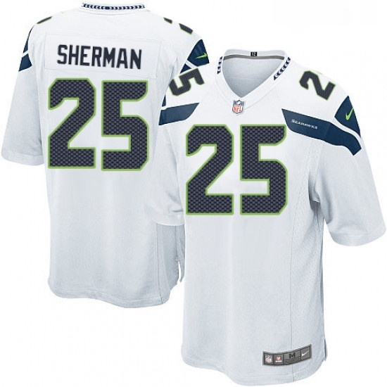 Mens Nike Seattle Seahawks 25 Richard Sherman Game White NFL Jersey Mens Nike Seattle Seahawks 25 Richard Sherman Game White NFL Jersey