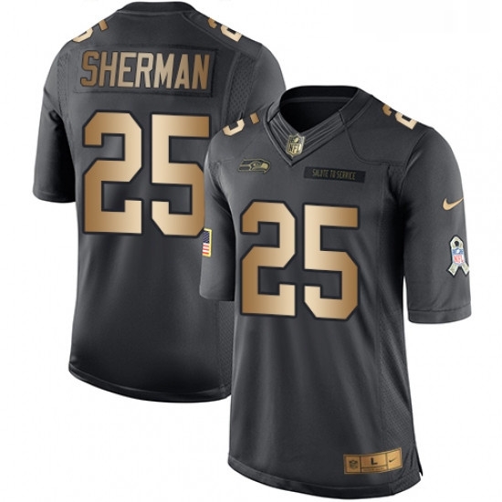 Mens Nike Seattle Seahawks 25 Richard Sherman Limited BlackGold Salute to Service NFL Jersey Mens Nike Seattle Seahawks 25 Richard Sherman Limited BlackGold Salute to Service NFL Jersey