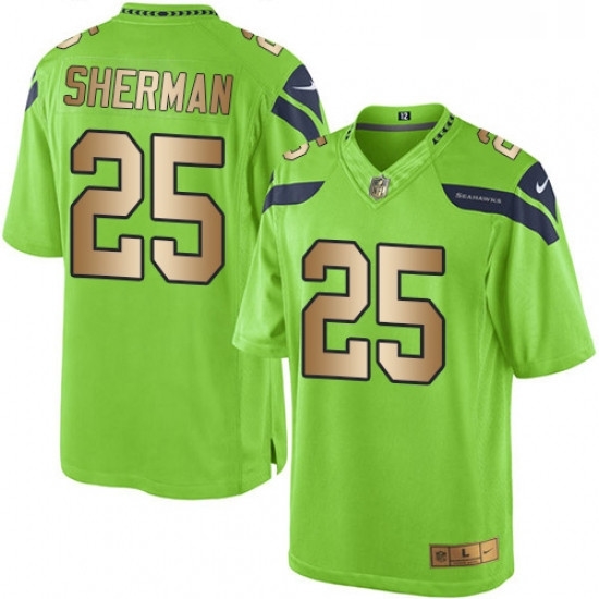 Mens Nike Seattle Seahawks 25 Richard Sherman Limited GreenGold Rush NFL Jersey Mens Nike Seattle Seahawks 25 Richard Sherman Limited GreenGold Rush NFL Jersey