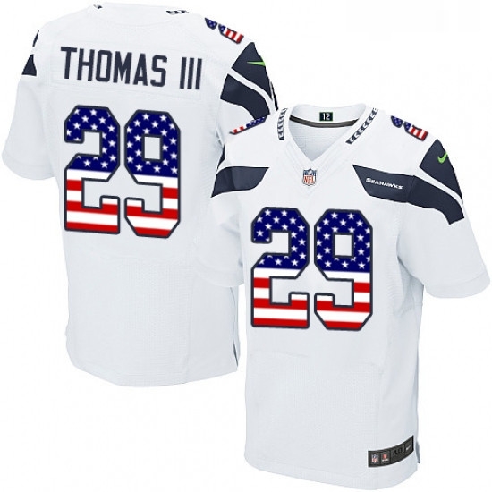 Mens Nike Seattle Seahawks 29 Earl Thomas III Elite White Road USA Flag Fashion NFL Jersey Mens Nike Seattle Seahawks 29 Earl Thomas III Elite White Road USA Flag Fashion NFL Jersey
