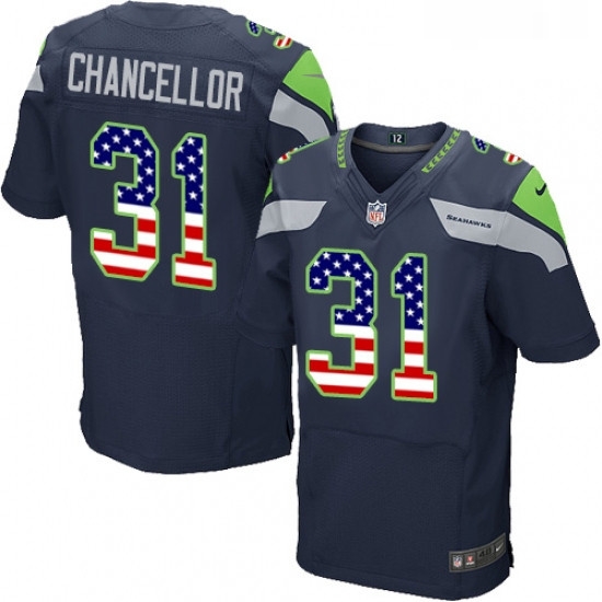 Mens Nike Seattle Seahawks 31 Kam Chancellor Elite Navy Blue Home USA Flag Fashion NFL Jersey Mens Nike Seattle Seahawks 31 Kam Chancellor Elite Navy Blue Home USA Flag Fashion NFL Jersey
