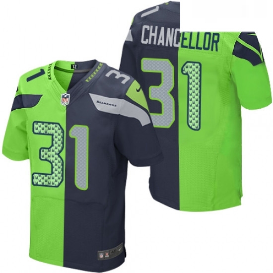 Mens Nike Seattle Seahawks 31 Kam Chancellor Elite NavyGreen Split Fashion NFL Jersey Mens Nike Seattle Seahawks 31 Kam Chancellor Elite NavyGreen Split Fashion NFL Jersey