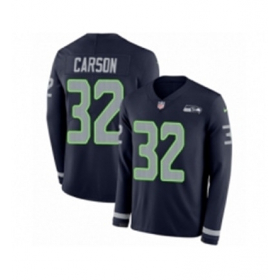 Mens Nike Seattle Seahawks 32 Chris Carson Limited Navy Blue Therma Long Sleeve NFL Jersey Mens Nike Seattle Seahawks 32 Chris Carson Limited Navy Blue Therma Long Sleeve NFL Jersey