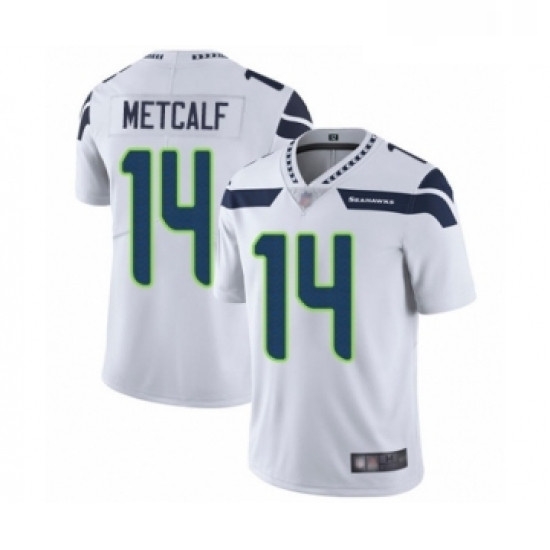 Mens Seattle Seahawks 14 DK Metcalf White Vapor Untouchable Limited Player Football Jersey Mens Seattle Seahawks 14 DK Metcalf White Vapor Untouchable Limited Player Football Jersey