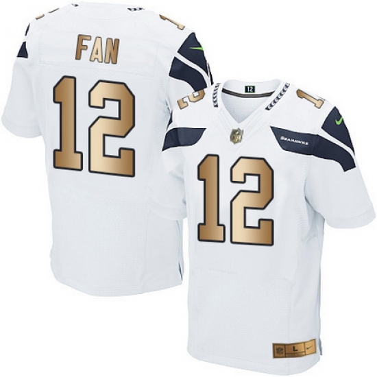 Nike Seahawks #12 Fan White Mens Stitched NFL Elite Gold Jersey Nike Seahawks #12 Fan White Mens Stitched NFL Elite Gold Jersey