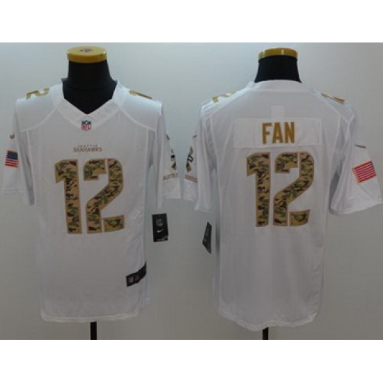 Nike Seahawks #12 Fan White Mens Stitched NFL Limited Salute to Service Jersey Nike Seahawks #12 Fan White Mens Stitched NFL Limited Salute to Service Jersey
