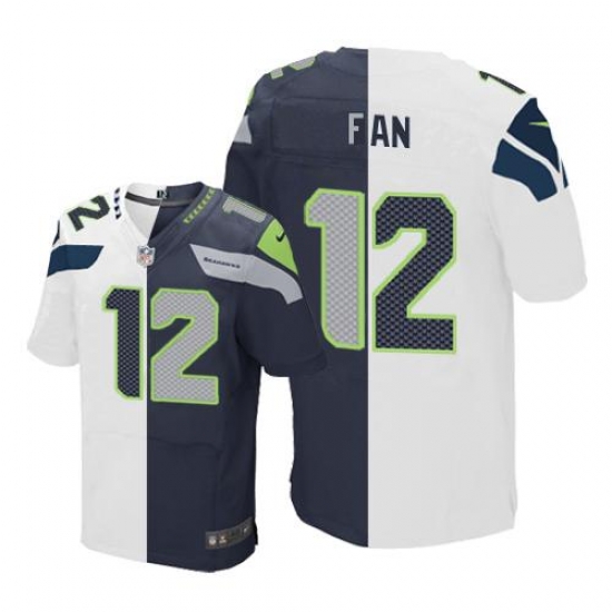 Nike Seahawks #12 Fan White Steel Blue Mens Stitched NFL Elite Split Jersey Nike Seahawks #12 Fan White Steel Blue Mens Stitched NFL Elite Split Jersey