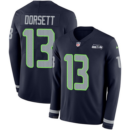 Nike Seahawks 13 Phillip Dorsett Steel Blue Team Color Men Stitched NFL Limited Therma Long Sleeve Jersey Nike Seahawks 13 Phillip Dorsett Steel Blue Team Color Men Stitched NFL Limited Therma Long Sleeve Jersey