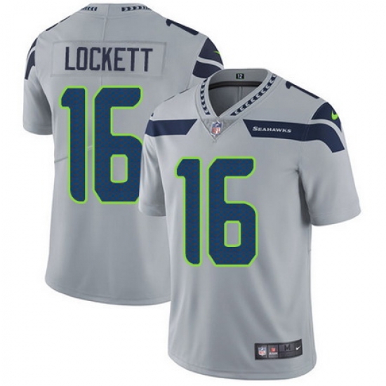Nike Seahawks #16 Tyler Lockett Grey Alternate Mens Stitched NFL Vapor Untouchable Limited Jersey Nike Seahawks #16 Tyler Lockett Grey Alternate Mens Stitched NFL Vapor Untouchable Limited Jersey